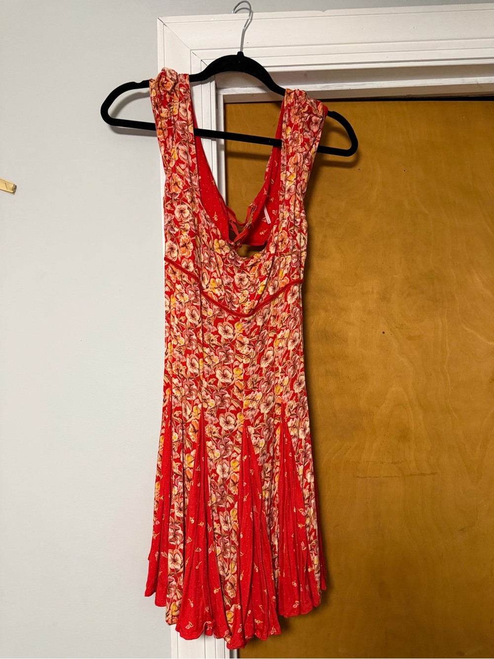Free People Red Floral Sleeveless Mini Dress